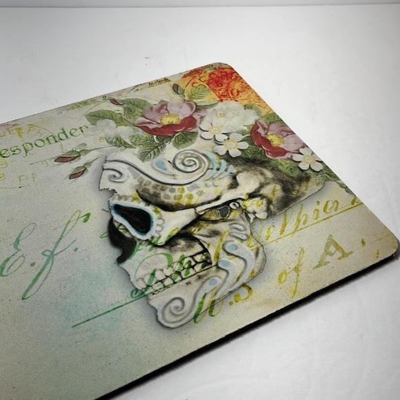 Sugar Skull Floral Computer Laptop Mouse Pad Custom Made Profile Skull Floral - Picture 3 of 4